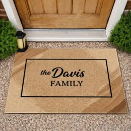 Custom Name Script Woven Black Border Entryway Home Decor Gift Doormat