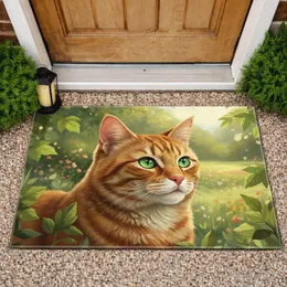 Magnificent Ginger Tabby Cat Emerald Eyes - Garden Decor Cat Lover Gift Doormat