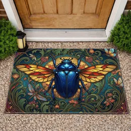 Jewel Beetle Scarab Botanical - Garden Home Decor Gift for Nature Lover Doormat