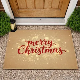 Merry Christmas Script Golden Bokeh - Christmas Holiday Season Doormat
