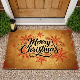 Merry Christmas Calligraphy Snowflakes - Festive Holiday Decor Doormat