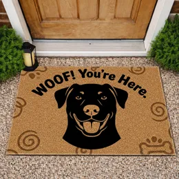 Black Dog WOOF You're Here Welcome Home Decor - Dog Lover Gift Doormat
