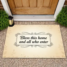 Bless This Home Script Lettering Flourish Vine - Housewarming Home Decor Gift Doormat