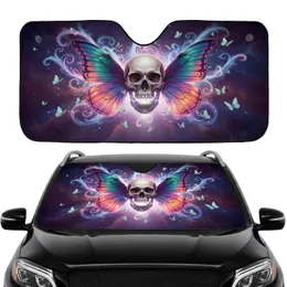 Iridescent Butterfly Wings Skull Glowing Jaw Cosmic Energy Nebula - Fantasy Lover Gift Car Sunshade