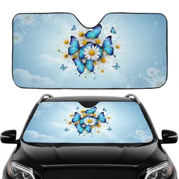 Blue Morpho Butterfly Daisy Musical Notes Sky - Nature Lover Gift Car Sunshade