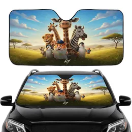 Grinning Giraffe Hamster Steering Wheel Safari Animals Adventure - Wildlife Lover Gift Car Sunshade