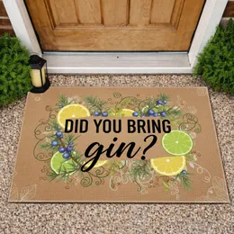 Gin Phrase Juniper Berries Lemon Lime Botanicals - Home Bar Entertaining Gift for Gin Lovers Doormat
