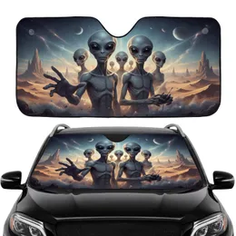 Five Grey Aliens Alien Desert Celestial Vista - Road Trip Essentials for Space Lover Car Sunshade