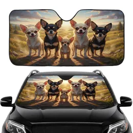 Five Chihuahuas Rolling Hills Landscape - Adventure Seeker Gift for Dog Lover Car Sunshade