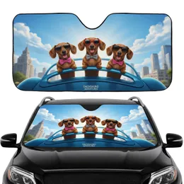 Dachshunds Sunglasses Bow Ties Car - Road Trip Essentials Gift for Dog Owners Car Sunshade