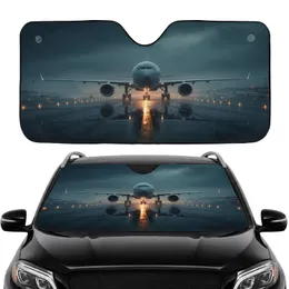 Commercial Jet Airplane Wet Runway - Travel Essentials Flight Lover Gift Car Sunshade