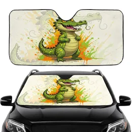 Mischievous Alligator Toothy Grin Paint Splatters - Wildlife Lover Gift Car Sunshade