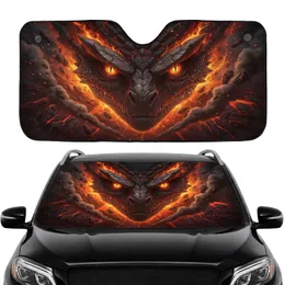 Reptilian Eyes Glowing Magma Cracks Volcanic Landscape - Driving Style Car Decor Gift Car Sunshade