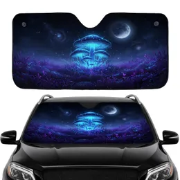 Bioluminescent Mushroom Forest Crescent Moon Starry Night - Fantasy Lover Gift Car Sunshade