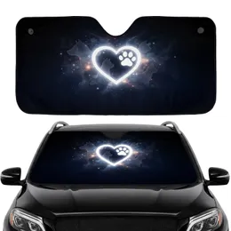 Luminous White Heart Dog Paw Pet Silhouettes - Loving Animal Companion Gift Car Sunshade
