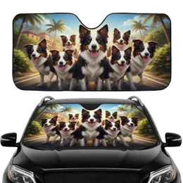 Border Collies Scenic Road Trip Tropical Vista - Dog Lover Travel Adventure Gift Car Sunshade