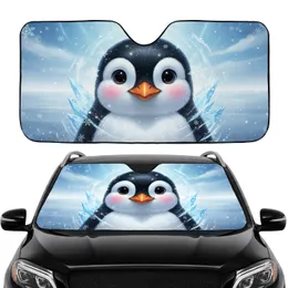 Penguin Face Arctic Snowflakes Ice Shards - Winter Holiday Gift Car Sunshade