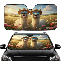 Laughing Alpacas Straw Hat Sunglasses Wildflower Meadow - Nature Lover Gift Car Sunshade