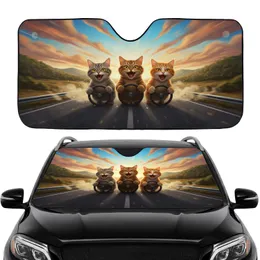 Grey Brown Ginger Tabby Cats Driving Adventure - Auto Accessory for Cat Owners Car Sunshade