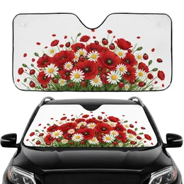 Ladybug Poppy Daisy Field - Vibrant Summer Bloom Car Decor Car Sunshade