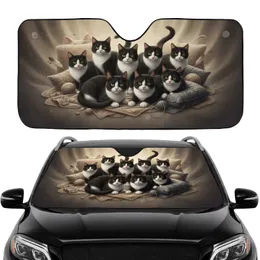 Tuxedo Cats Plush Furnishings Paw Prints - Home Decor Gift for Cat Owners Car Sunshade