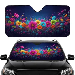 Vibrant Daisy Fantasy Flowers Starlit Void - Everyday Travel Accessory Gift Car Sunshade