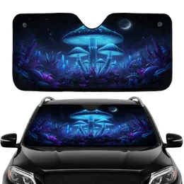 Giant Bioluminescent Mushrooms Glowing Foliage Night Sky - Fantasy Lover Gift Car Sunshade