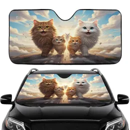 Fluffy Adventurous Cats Wind Blown Fur Open Sky - Cat Lover Gift Car Sunshade