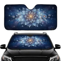 Crystalline Fractal Flower Golden Core Cosmic Night Sky - Stargazer Decor Gift Car Sunshade