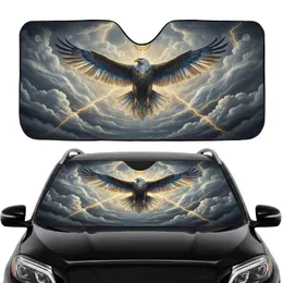 Majestic Golden Eagle In Flight Stormy Sky Lightning Bolts - Wildlife Lover Gift Car Sunshade