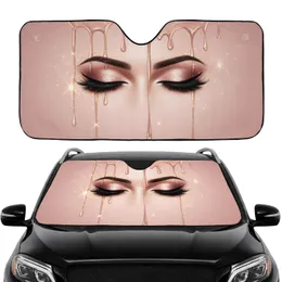 Closed Female Eyes Rose Gold Eyeshadow Drips - Beauty Lover Gift Car Sunshade