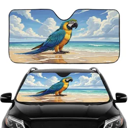 Vibrant Macaw Parrot Tropical Beach Scene - Wildlife Lover Gift for Bird Watchers Car Sunshade