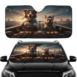 Border Collie French Bulldog Driving - Dog Lover Travel Essentials Gift Car Sunshade