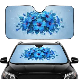 Blue Hibiscus Blooms Botanical Glow - Tropical Lifestyle Driving Gift Car Sunshade