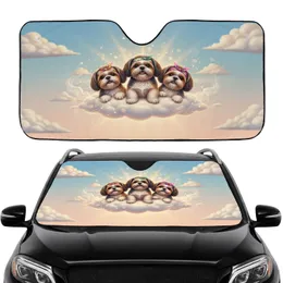Shih Tzu Dogs Fluffy Cloud Scene - Pet Lover Auto Accessory for Dog Parents Car Sunshade