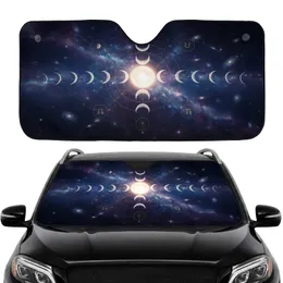 Radiant Moon Phases Golden Orbital Stars Astrological Symbols - Travel Essentials Car Sunshade