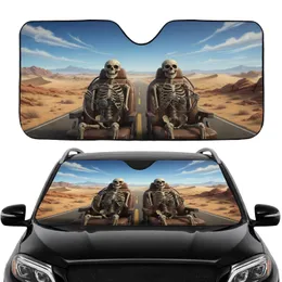 Grinning Skeletons Desert Road Trip - Travel Essentials Gift for Road Trip Lover Car Sunshade