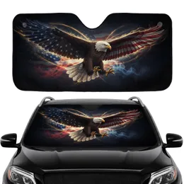 Bald Eagle American Flag Swooping - Independence Day Patriotic Gift for Veterans Car Sunshade