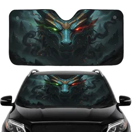 Fearsome Fiery-Eyed Armored Dragon Head - Dark Fantasy Car Decor for Mythology Fans Car Sunshade