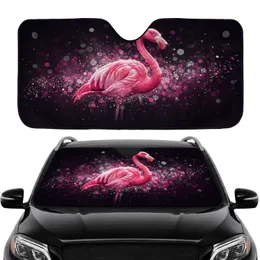 Pink Flamingo Sparkling Bokeh Deep Black - Everyday Essentials Wildlife Lover Gift Car Sunshade