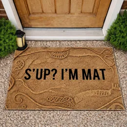 Bold 'S'UP? I'M MAT' Text Funny Everyday Home Decor Gift Doormat