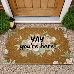 YAY You're Here! Floral Botanicals - Entryway Decor Gift Doormat