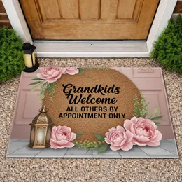 Grandkids Welcome Peonies Succulents Moroccan Lantern - Home Decor Gift Doormat