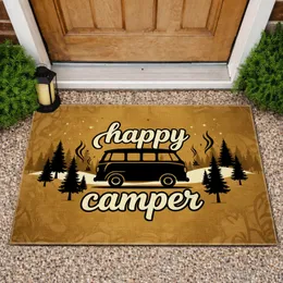 Happy Camper Van Pine Trees Stars Camping Lifestyle Gift for Camper Lover Doormat