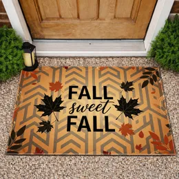 FALL sweet FALL Black Silhouette Maple Oak Leaves Decor - Autumn Season Home Decor Gift Doormat
