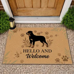 Black Dog Silhouette Welcome Text - Home Decor Gift for Dog Lover Doormat