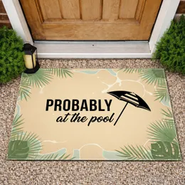 Probably At The Pool Umbrella Tropical Foliage - Summer Fun Gift for Pool Lover Doormat