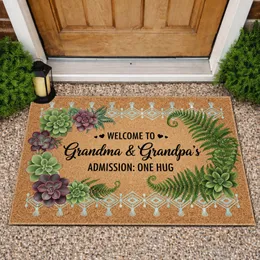 Grandma Grandpa Welcome Hug Succulent Fern Farmhouse Home Decor for Grandparents Doormat