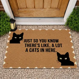 Black Cat Peering 'A Lot Of Cats In Here' - Home Decor Gift for Cat Owners Doormat