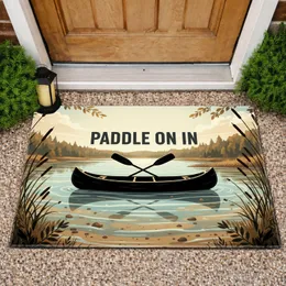 Canoe Paddles 'PADDLE ON IN' Lake Scene Outdoor Living Home Decor Doormat